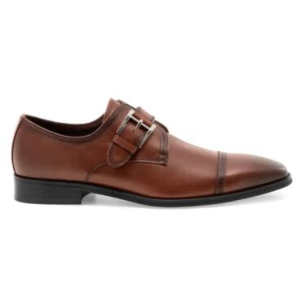 JUMP LEATHER DRESS SHOE ALMOND TOE MONK STRAP